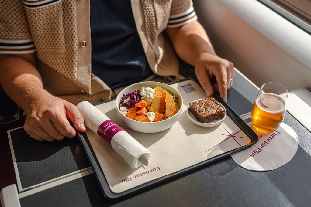 meal and a drink on Eurostar Plus