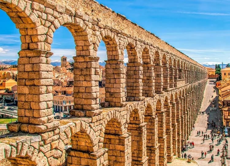 Aqueduct on a historic cycling holidays tour